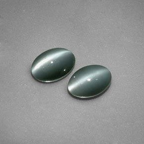 Chrysoberyl cat's eye naturale verde da  ct, taglio ovale, opaco