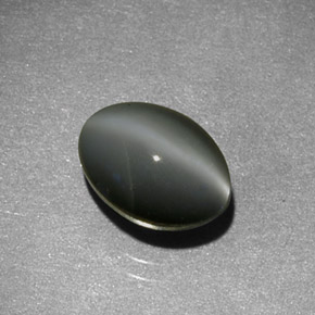 Chrysoberyl cat's eye naturale grigio da 1,59 ct, taglio ovale, traslucido