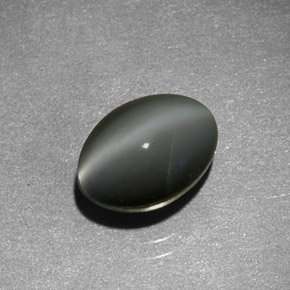 Chrysoberyl cat's eye naturale grigio da 1,59 ct, taglio ovale, traslucido