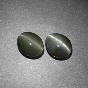 Chrysoberyl cat's eye naturale verde da  ct, taglio ovale, opaco