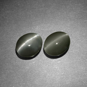 Chrysoberyl cat's eye naturale verde da  ct, taglio ovale, opaco
