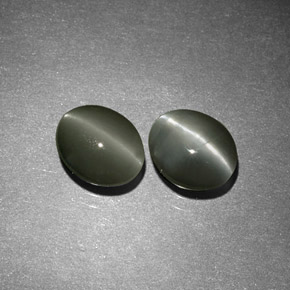 Chrysoberyl cat's eye naturale verde da  ct, taglio ovale, opaco