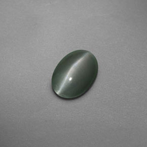 Chrysoberyl cat's eye naturale verde da 0,59 ct, taglio ovale, traslucido