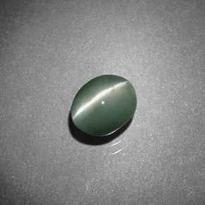Chrysoberyl cat's eye naturale verde da 0,93 ct, taglio ovale, traslucido