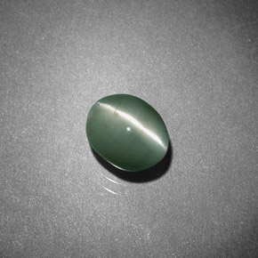 Chrysoberyl cat's eye naturale verde da 0,93 ct, taglio ovale, traslucido
