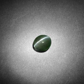 Chrysoberyl cat's eye naturale verde da 0,53 ct, taglio ovale, traslucido