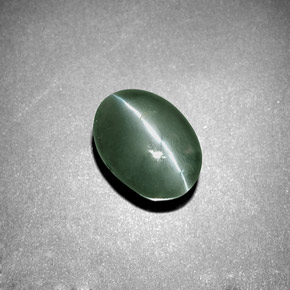 Chrysoberyl cat's eye naturale verde da 3,04 ct, taglio ovale, opaco