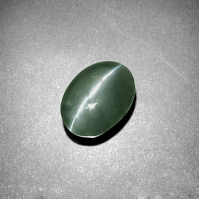 Chrysoberyl cat's eye naturale verde da 3,04 ct, taglio ovale, opaco
