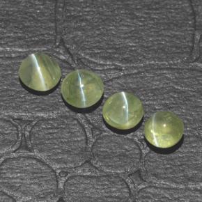 Chrysoberyl cat's eye naturale verde da 1,42 ct, taglio rotondo, traslucido