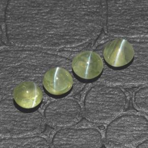 Chrysoberyl cat's eye naturale verde da 1,42 ct, taglio rotondo, traslucido