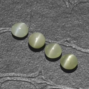 Chrysoberyl cat's eye naturale verde da 1,88 ct, taglio rotondo, traslucido
