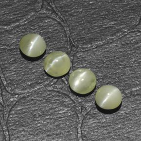 Chrysoberyl cat's eye naturale verde da 1,54 ct, taglio rotondo, traslucido