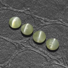 Chrysoberyl cat's eye naturale verde da 1,66 ct, taglio rotondo, traslucido