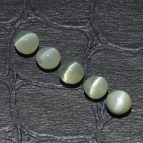 Chrysoberyl cat's eye naturale verde da 2,53 ct, taglio rotondo, traslucido