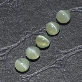 Chrysoberyl cat's eye naturale verde da 2,23 ct, taglio rotondo, traslucido