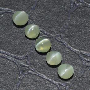 Chrysoberyl cat's eye naturale verde da 2,23 ct, taglio rotondo, traslucido