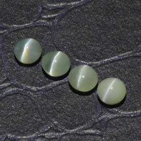 Chrysoberyl cat's eye naturale verde da 1,65 ct, taglio rotondo, traslucido