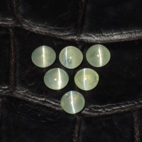 Chrysoberyl cat's eye naturale verde da 2,00 ct, taglio rotondo, traslucido