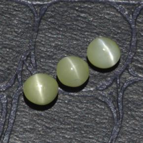Chrysoberyl cat's eye naturale verde da 1,15 ct, taglio rotondo, traslucido