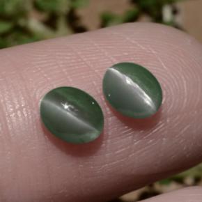 Chrysoberyl cat's eye naturale verde da 1,06 ct, taglio ovale, traslucido