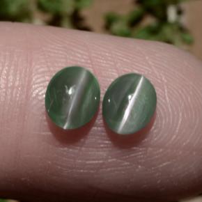 Chrysoberyl cat's eye naturale verde da 1,06 ct, taglio ovale, traslucido