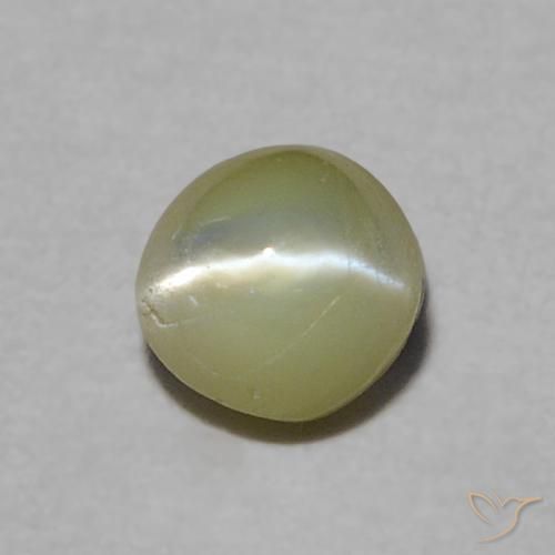 Crisoberillo effetto occhio di gatto Verde giallastro naturale da 0.37 ct, Taglio rotondo, Traslucido