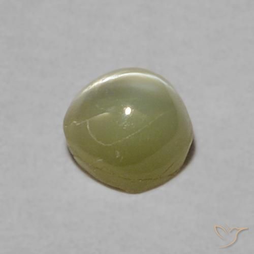 Crisoberillo effetto occhio di gatto Verde giallastro naturale da 0.37 ct, Taglio rotondo, Traslucido