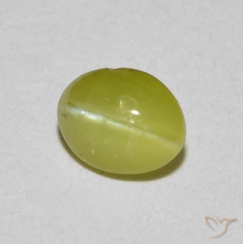 0.51ct Naturale Giallo medio Crisoberillo effetto occhio di gatto, Ovale, Traslucido
