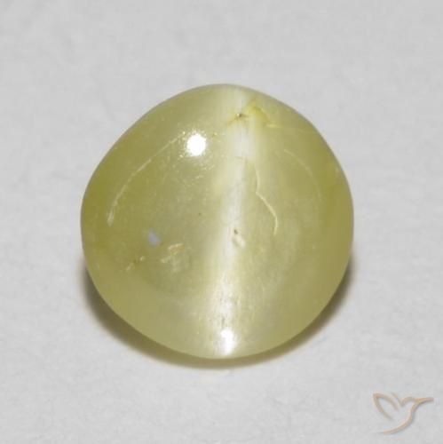 0.36ct Naturale Giallo pallido Crisoberillo effetto occhio di gatto, Ovale, Traslucido
