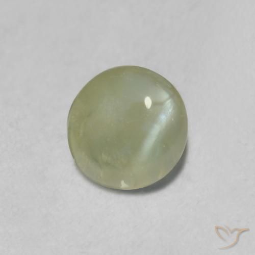 0.52ct Naturale Verde grigiastro Crisoberillo effetto occhio di gatto, Ovale, Traslucido