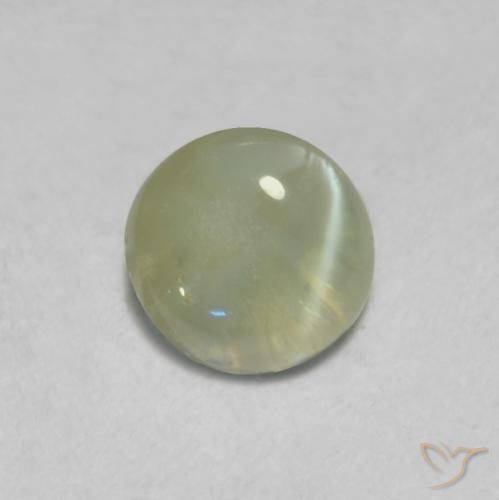 Crisoberillo effetto occhio di gatto Verde grigiastro naturale da 0.52 ct, Ovale, Traslucido