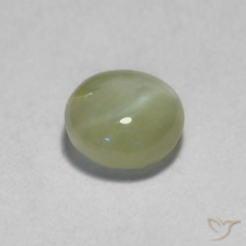 Crisoberillo effetto occhio di gatto Verde grigiastro naturale da 0.52 ct, Ovale, Traslucido