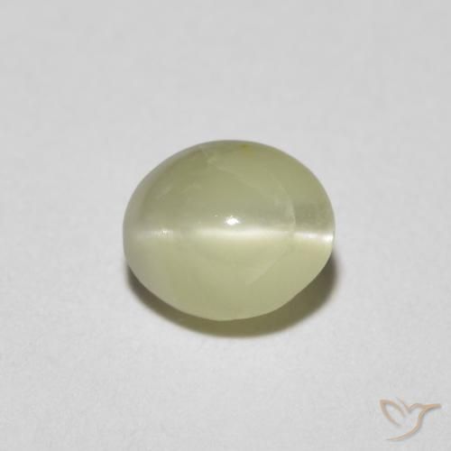 0.81ct Naturale Giallo chiaro verdastro Crisoberillo effetto occhio di gatto, Ovale, Traslucido