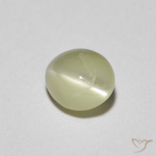 Crisoberillo effetto occhio di gatto Giallo chiaro verdastro naturale da 0.81 ct, Ovale, Traslucido