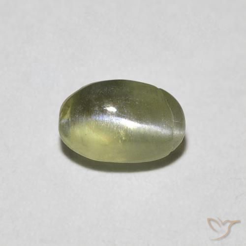 0.55ct Naturale Medium Dark-Green Crisoberillo effetto occhio di gatto, Ovale, Traslucido