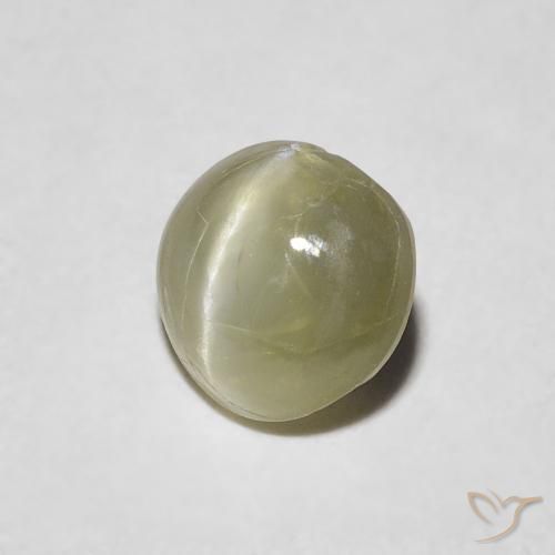 Crisoberillo effetto occhio di gatto Verde giallastro naturale da 0.62 ct, Rotondo, Traslucido