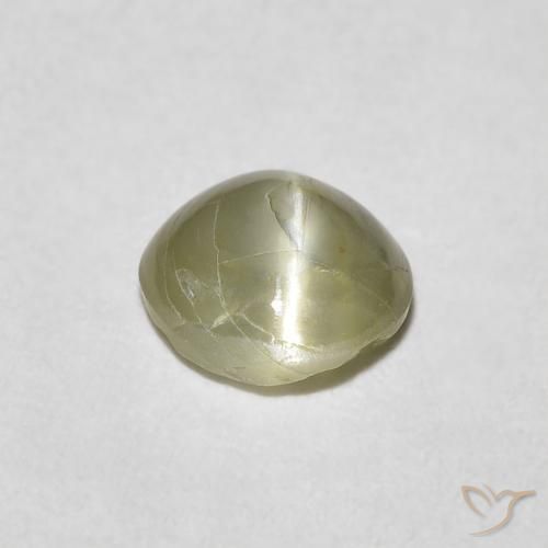 Crisoberillo effetto occhio di gatto Verde giallastro naturale da 0.62 ct, Rotondo, Traslucido