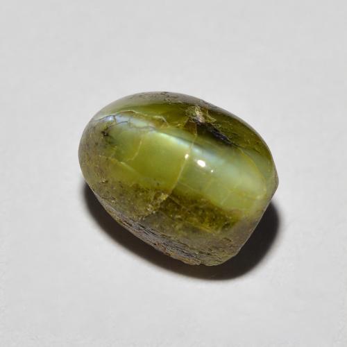 Chrysoberyl cat's eye naturale verde da 3,69 ct, taglio ovale, opaco