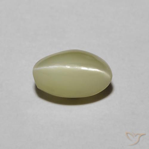 Crisoberillo effetto occhio di gatto Giallo crema pallido naturale da 0.88 ct, Taglio ovale, Traslucido
