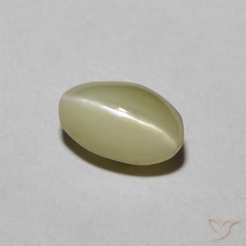 Crisoberillo effetto occhio di gatto Giallo crema pallido naturale da 0.88 ct, Taglio ovale, Traslucido