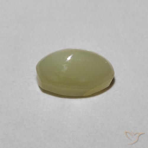 Crisoberillo effetto occhio di gatto Giallo crema pallido naturale da 0.88 ct, Taglio ovale, Traslucido