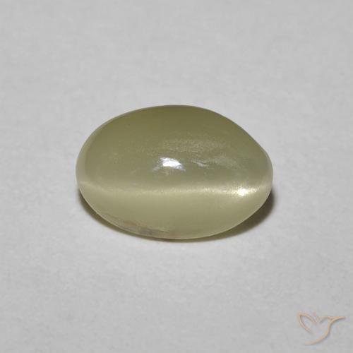 0.82ct Naturale Giallo crema pallido Crisoberillo effetto occhio di gatto, Ovale, Opaco