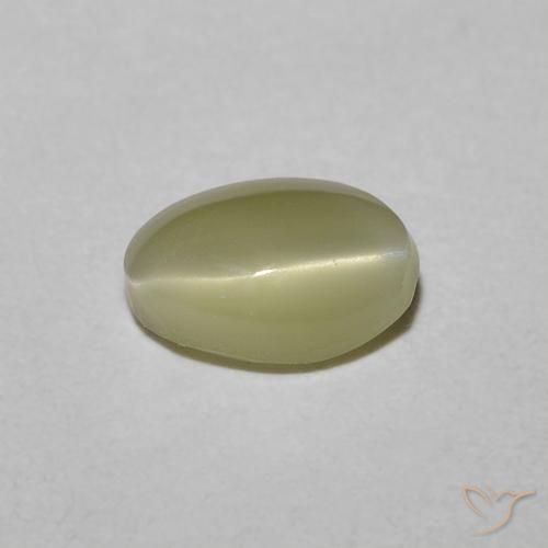 Crisoberillo effetto occhio di gatto Giallo crema pallido naturale da 0.82 ct, Taglio ovale, Traslucido