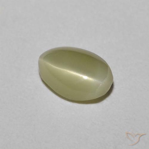 Crisoberillo effetto occhio di gatto Giallo crema pallido naturale da 0.82 ct, Taglio ovale, Traslucido