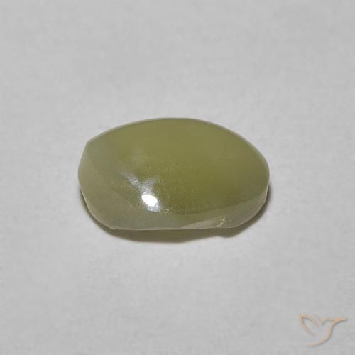 Crisoberillo effetto occhio di gatto Giallo crema pallido naturale da 0.82 ct, Taglio ovale, Traslucido