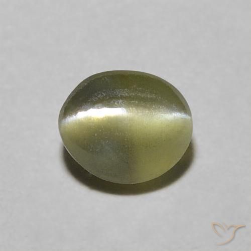 0.58ct Naturale Verde giallastro Crisoberillo effetto occhio di gatto, Ovale, Traslucido