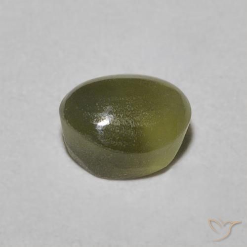 Crisoberillo effetto occhio di gatto Verde giallastro naturale da 0.58 ct, Ovale, Traslucido