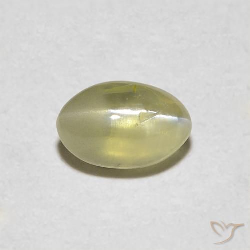 0.48ct Naturale Giallo crema pallido Crisoberillo effetto occhio di gatto, Ovale, Traslucido