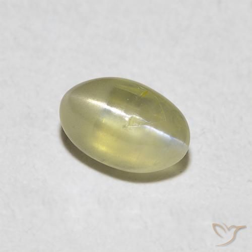 Crisoberillo effetto occhio di gatto Giallo crema pallido naturale da 0.48 ct, Ovale, Traslucido