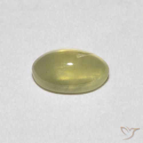 Crisoberillo effetto occhio di gatto Giallo crema pallido naturale da 0.48 ct, Ovale, Traslucido